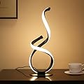 JIOODICH. Modern Spiral LED Table Lamps, Touch Dimmable Desk Lamp, 3 Color Temperature Nightstand Lamp, Unique Bedside Lamp for Living Room, Bedroom, Cool Lamps for Ideal Gift, Black