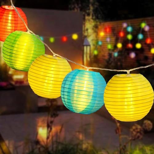 ALEGRE® LED Lichterkette Lampions mit Timer, 2M 10 LED Lichterkette Lampion Bunte, Wasserdicht Lampion Lichterkette Außen Innen, Led Lanterne...