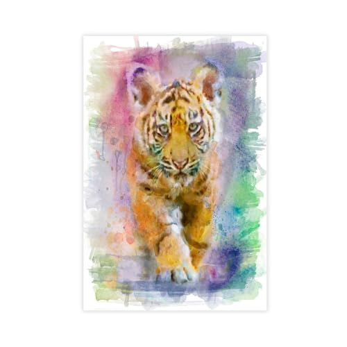 Affiche aquarelle animaux safari 50x75 pour chambre d'enfant