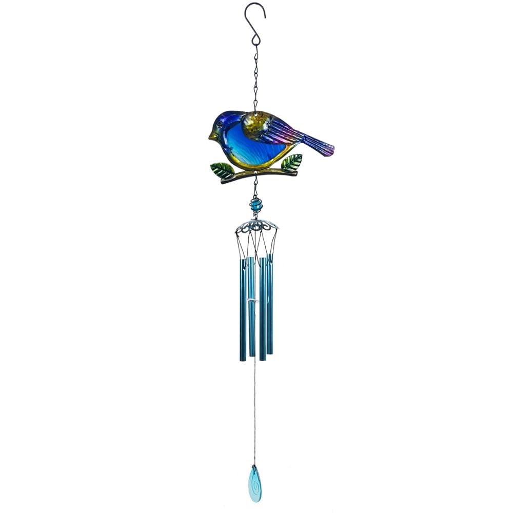 Wind Chime Nordic Style Wind Chimes Red Blue Bird Hanging Ornaments Bell Windchime For Home Decoration Windchime(Blu,Tube)