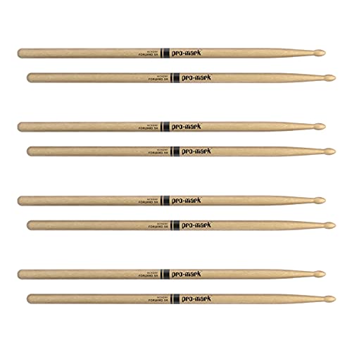 ProMark Drum Sticks - Classic Forward Hickory 5A - Lot de baguettes de batterie - Accessoires de batterie - Baguettes en bois pour adultes et jeunes - Pointe en bois ovale - Achetez 3 paires de Get 1 – vue 3