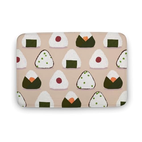 玄関マット室内 オニギリ柄 和風 食べ物 泥落としマット 滑り止め 40x60cm 大判 カーペット 耐摩耗性 吸水 ドアマット バスマット ふわふわ 柔らか 洗える 抗菌防臭 足拭きマット 廊下 洗面所 掃除 ラグマット オールシーズン適用 水洗い お手
