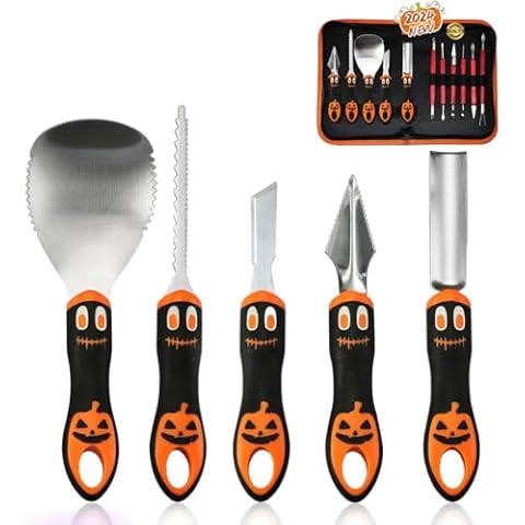 WeKit Halloween Pumpkin Carving Kit Tools, 11 Pcs Professional Heavy Duty Carving Set, Stainless Steel Double-side Sculpting Tool Carving Kit for Halloween Decoration and Gifts Cover