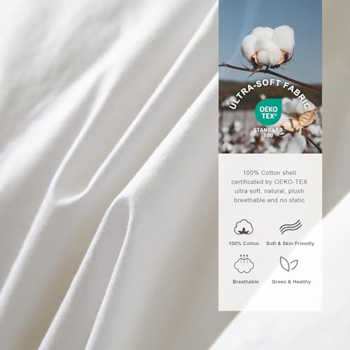 Image of Royoliving Premium Feathers Down Duvet Insert Comforter Oversized King Size All Season Medium Warmth White 100% Cotton Cover with Corner Tabs (120x98, 77 oz)