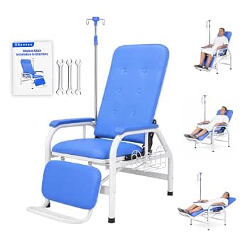 Adjustable Medical Infusion Recliner Chair with IV Pole and Footrest