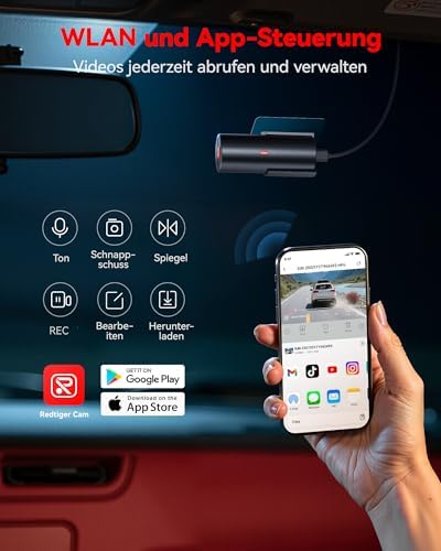 Bild 3 - REDTIGER 4K Dashcam Auto Vorne, Diebstahlschutz Dash cam mit Nachtsicht, WDR, Loop-Aufzeichnung, WiFi, Installation in Zwei Schritten, Inklusive 32GB-Karte, Unterstützt Max 256 GB,24H-Parkmodus(F11)