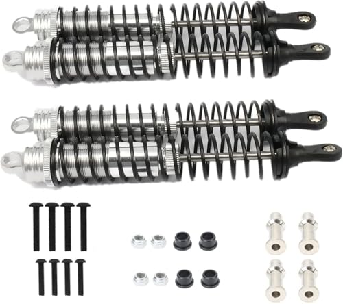 RC Shock Absorber 140mm,Oil Adjustable RC Damper Set for 1/8 Rc Car Buggy Truck Hsp Hpi Losi Axial Upgraded Hop-Up Parts 4PCS/set(Silver)