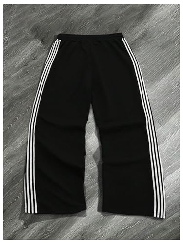 GORGLITTER Men's Stripe Barrel Pants Y2k Wide Leg Workout Sweatpants Baggy Casual Athletic Trousers Streetwear2