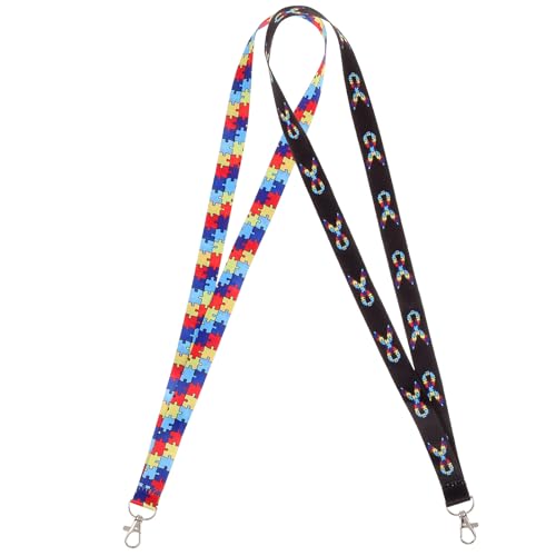 WRITWAA Cordones para Tarjetas de Identificación Multifunción en Nylon y Metal, Colgante para Cuello Ligero y Portátil, Diseño Patrón de Rompecabezas y Cinta, 2 Piezas para Oficina,