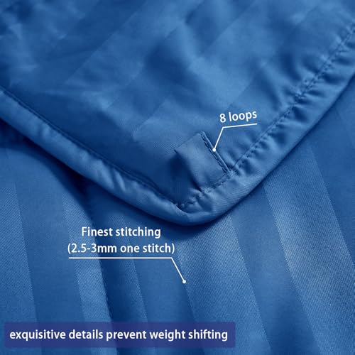 Image of Weighted Blanket for Adults (10 lbs, 48 inch x 72 inch, Midnight blue Stripes) Heavy Blanket for Sleeping Perfect for 90-110 lbs, Twin Size Breathable Blanket with Premium Glass Bead, Machine Washable