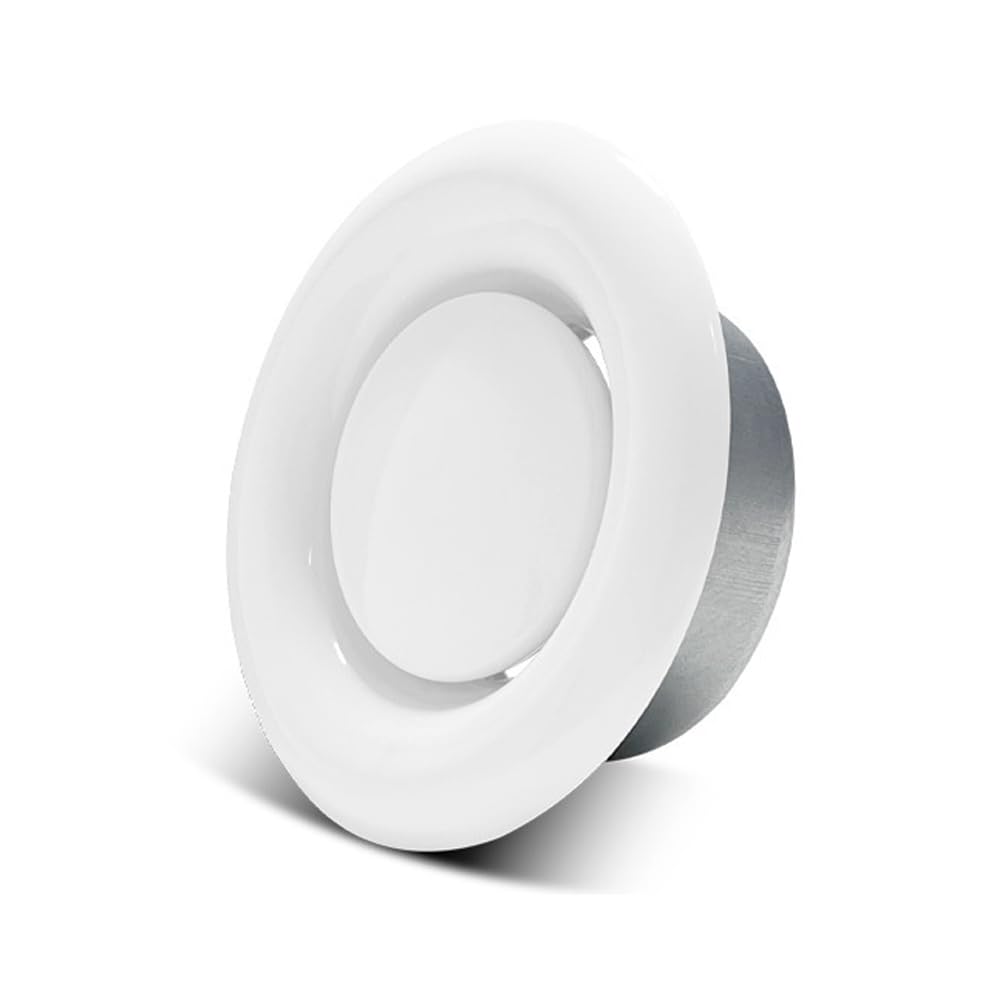 Adjustable Air Vent Cover, 100mm - 4 Inch Round Ceiling Vent Cover White Metal Ventilation Grille for Bathroom Kitchen Toilet Caravan
