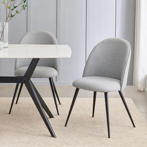 Image of Home Centre | Rika Fabric Dining Chair Set of 2 | Metal | Grey | 1 Year Warranty
