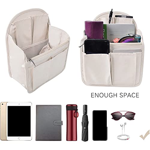 Vercord Backpack Organizer Insert Liner Hanging Travel Bag In Bag With Many Pockets Beige Large #TOP4