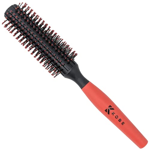 Kobe Pro Quiff Roller Large Round Men's Hair Brush 12 Rows of Ball-Tipped Bristles for volumising 20mm barrel creating waves & straightening easily Lifts the Hair & Prevents Pulling