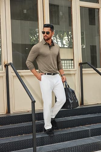 COOFANDY Mens Long Sleeve Polo Shirts Button Casual Tee Collared Work Pullover Shirts3