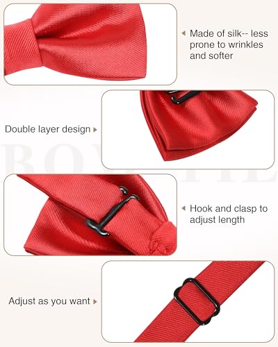 Kajeer Kids Bow Tie, Boy Bow Ties Pre-tied Silk 100% Classic Solid Adjustable Girls Neck Bowtie for Wedding Party2