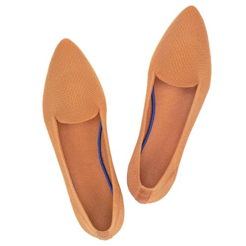 Frank Mully Women's Casual Loafer Flats Slip On Loafer Shoes Comfortable Knit Flat Shoes Classics Pointy Toe Loafer Flats,for Work,Travel