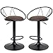 HOMCOM 2er-Set Barhocker Drehstühle Barstühle Arbeitshocker Bürohocker Verstellbare Höhe 360° schwenkbar mit rutschfesten Gummipuffer Leinen Metall Schwarz 51x 46 x 78-100 cm