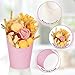 Whaline 50Pcs Pink Charcuterie Cups with Bamboo Sticks Plastic Treat Goodie Bags Gold Twist Ties 14oz French Fries Cup Holder for Home Kitchen Wedding Baby Shower Birthday Party