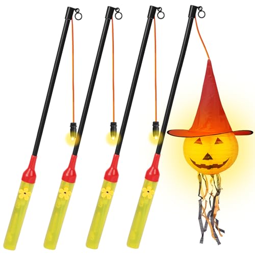 Aomig Palos Linterna Electrónicos LED, 4pcs Halloween Linterna Infantil, 40cm Palos de Linterna LED para Niños, Palos de Linterna Eléctrico para Fiesta Desfile Linternas Tren de San Martín Navidad