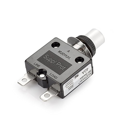 Thermal Circuit Breaker, Diyhz 40 Amp Push Button Manual Reset Circuit Breaker 32V Dc 125/250Vac 50/60Hz With Quick Connect Terminals & Waterproof Button Transparent Cap 2Pcs #TOP1