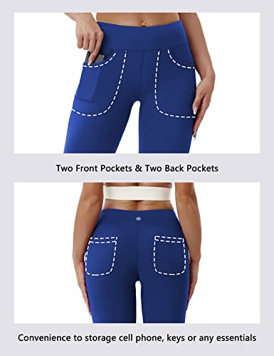 Image of BUBBLELIME 29 inch /31 inch /33 inch /35 inch /37 inch Women High Waist Bootlegs Yoga Pants Tummy Control Bootcut Workout Flared Out Pockets