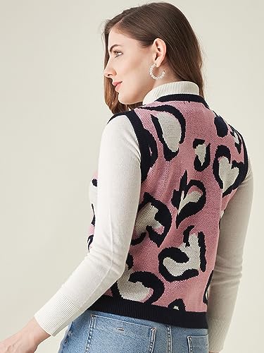 Image of Modeve Printed V Neck Sleeveless Sweater for Women||Winterwear||