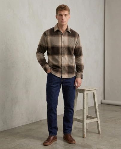 Image of DEELMO Men's Cotton Blend Printed Checkered Casual Shirt | Full Sleeve Button Down Regular Fit Collared Shirt | Soft & Breathable Everyday Wear for Office (Available in Plus Size)