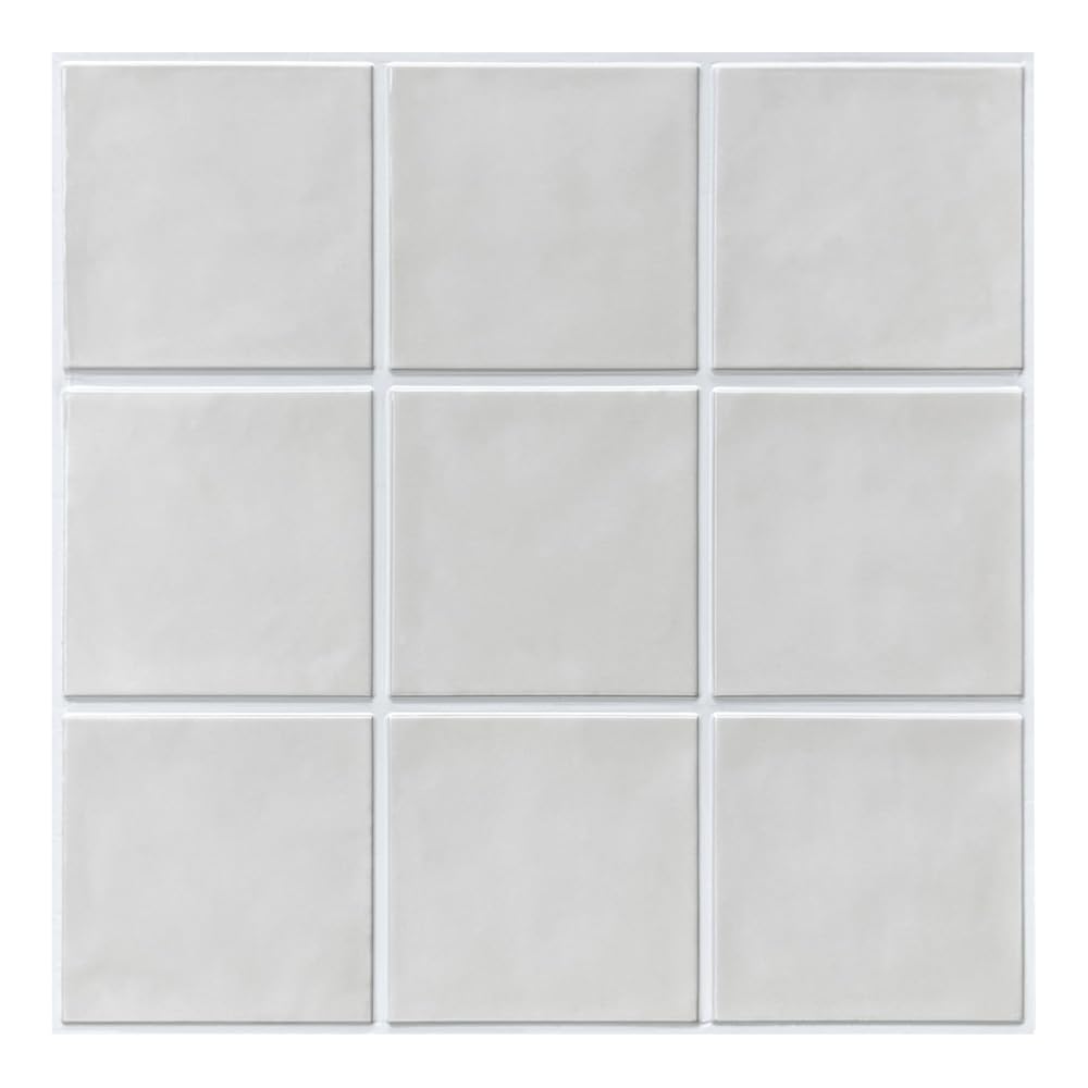 Piastrelle Adesive 1/10 pezzi Adesivi for piastrelle 3D, murali autoadesivi for cucina e bagno, 30x30cm(Light Grey,10pcs)