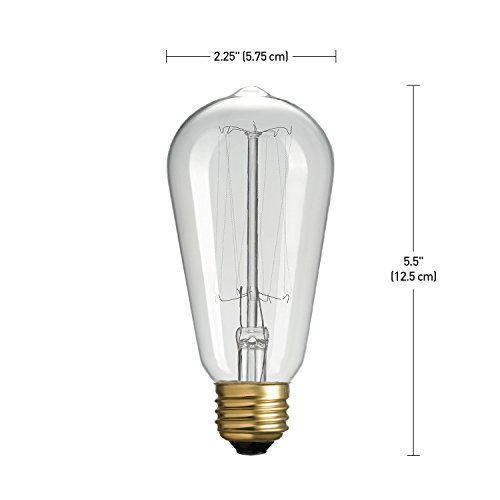 Globe Electric 01324 40W Vintage Edison S60 Squirrel Cage Incandescent Filament Light Bulb, E26 Base, 145 Lumens #TOP1