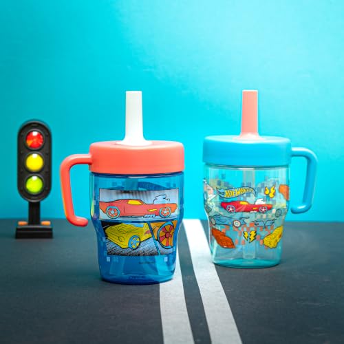 Image of Zak Designs Hot Wheels Capri 10oz Leak-Proof Toddler Straw Cups, 2-Pack
