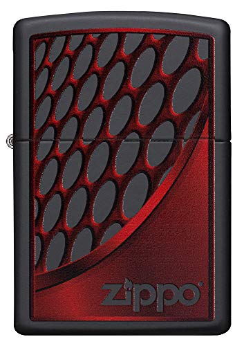 Zippo Red and Chrome - Mechero de Gasolina en Color Rojo y Cromo, latón, Aspecto de Acero Inoxidable, 1 x 6 x 6 cm, Black Matte - Red and Chrome