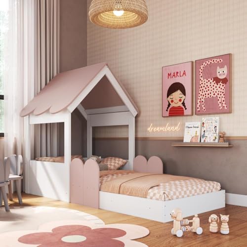 Cama Montessoriana Infantil Casa Solteiro Branco/rosa