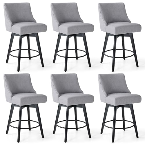 Image of 26 inch Counter Height Swivel Bar Stools, Set of 6, Grey