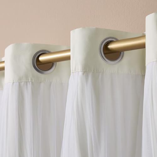 Image of TOWN & COUNTRY LUXE Talia Double Layer Indoor Curtains, Sheer and Room Darkening Blackout, Grommet Top, Energy Efficient, 2-Pack Set, 52 inchx84 inch, Vanilla