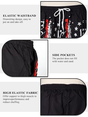 Mens Swim Trunks Quick Dry Board Shorts with Mesh Lining, Breathable Fit Print Beach Shorts for Summer Activities(,)4