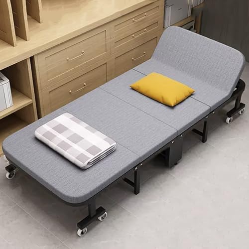 SUMFGO Folding Bed with Mattress 19080cm Portable Foldable Guest Bed with Wheels 6 Adjustable Positions Space-Saving Rollaway Bed for Home Office Naps & Outdoor Use