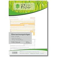 PaperXpert Überweisungsträger SEPA - Überweisungsträger mittig mit Beleg | DIN A4 | 90 g/qm OCR-Beleglesepapier | Premium Markenqualität – Made in Germany x 100