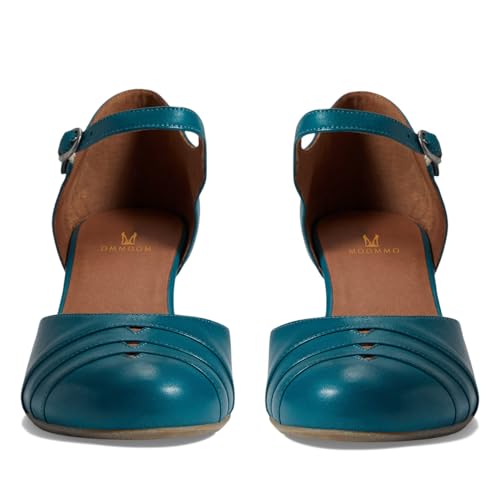 MOOMMO Women Vintage Low Chunky Heel Mary Jane Shoes Pumps Round Closed Toe Cut-out Dress Sandals Ankle Strap 2" Block Heels Mary Janes Dress Shoes Rainbow Patchwork Buckle Office Party Fall 4-11 M US3