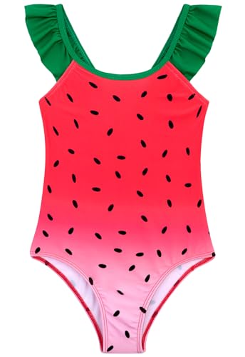 Image of DAXIANG Girls Ruffles One Piece Swimsuits Quick Dry Beach Sport Swimwear Toddler Kids Mermaid Unicorn Bathing Suit 4-10 Years