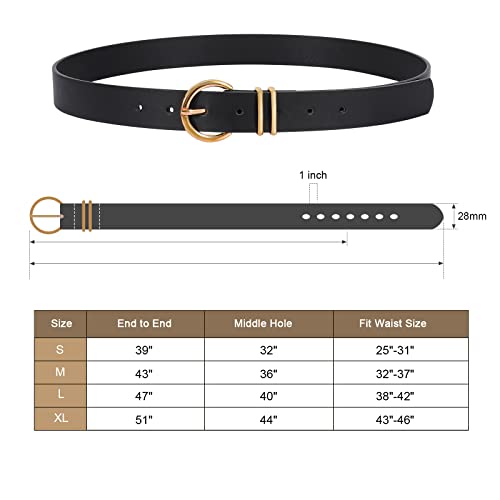 Vonmelli 2 Pack Women'S Leather Belts For Jeans Pants Fashion Gold Buckle Ladies Belt Black Brown M thumb #4