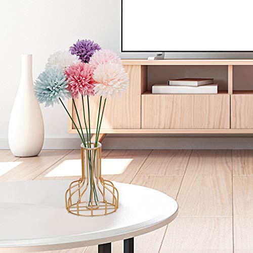 Artificial Flowers, 25Pcs Silk Chrysanthemum Ball White Bouquets Hydrangea For Wedding Bridesmaid Lifelike Fake Flowers Home Decor Diy Party White #TOP4