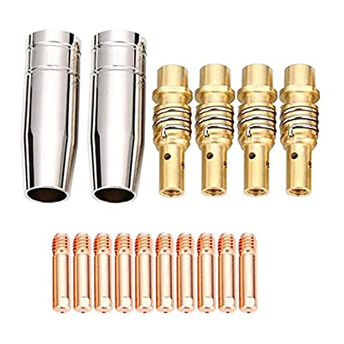 Qoekacy - Boquilla de soldadura Mig para máquina de soldar (16 puntas de contacto con punta de oro, 0,8 mm)