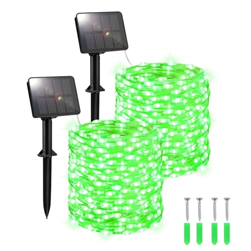 FFZZKJ Solar Lights Outdoor Garden Waterproof Total 240LED 12Mx2 Pack Outdoor Solar Lights for Garden Patio Balcony Terrace Veranda Tree Green