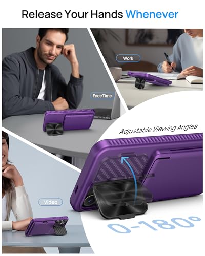 Image of for Samsung Galaxy S25 FE Case, Built-in Card Holder & Stand & Lens Cover, Military Grade Drop Tested Soft Silicone Edge Rugged Protective Wallet Phone Case for S25 FE 6.7 inch 2025, Purple