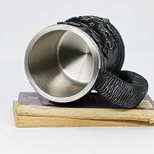 Alikiki Medieval Baphomet Head Beer Mug - Sabbatic Goat Pentagram Drinking Tankard 21Oz Stainless Steel Wine Coffee Cup Novelty Gothic Father Day Gift Party Decorations #TOP2