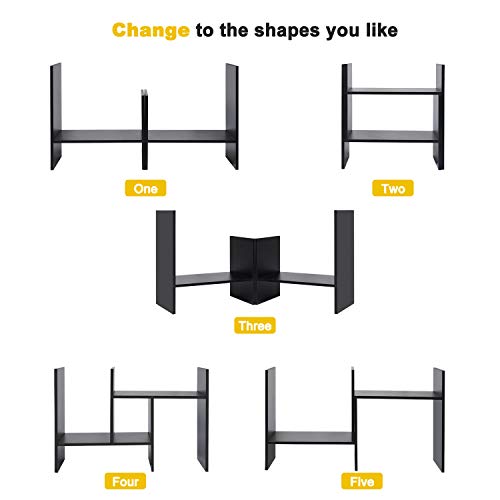 Hossejoy Desktop Organizer Office Storage Rack Adjustable Wood Desk Organizer Display Shelf, Countertop Bookcase Desktop Bookshelf- Free Style Double H Display thumb #7