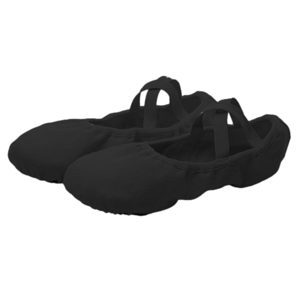 Canvas Ballet Slipper Split-Sole Shoes Fitness Gymnastics Flats Black_39-image-15