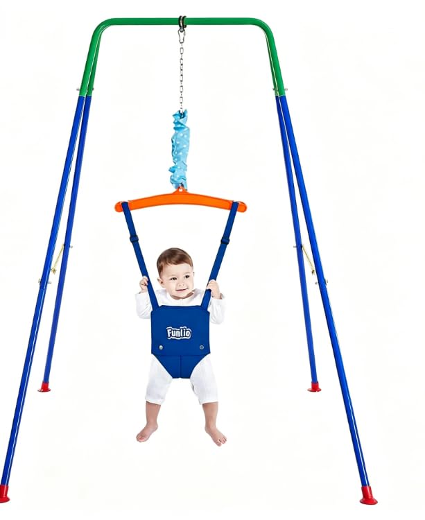 FUNLIO Baby Jumper with Stand for 6-24 Months - Bluegreen