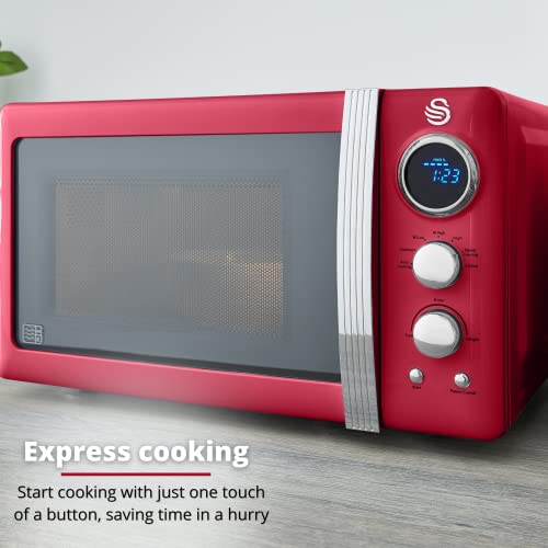 Swan-Microondas-digital-LED-retro-rojo-20L-800W-5-niveles-de-potencia-incluyendo-ajuste-de-descongelacion-SM22030LRN Swan-Microondas-digital-LED-retro-rojo-20L-800W-5-niveles-de-potencia-incluyendo-ajuste-de-descongelacion-SM22030LRN